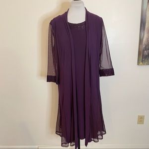 R&M Richards Royal Purple Stretch Knit & Chiffon 2 Piece Set, 14